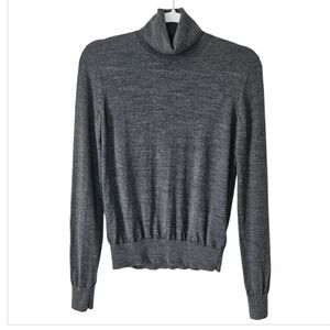 Arket 100% Wool Roll Neck Turtleneck Dark Gray Quiet Luxury Minimal Layering XS